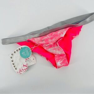 BEACH BUNNY Hot pink & Silver Cheeky bikini bottoms - NWT ⭐️SALE 2/$40